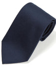 Herringbone Solid Dark Navy Silk Tie