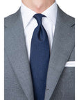 Herringbone Solid Dark Navy Silk Tie