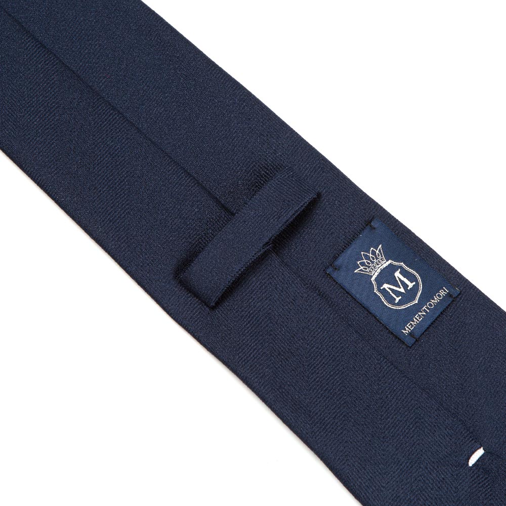 Herringbone Solid Dark Navy Silk Tie