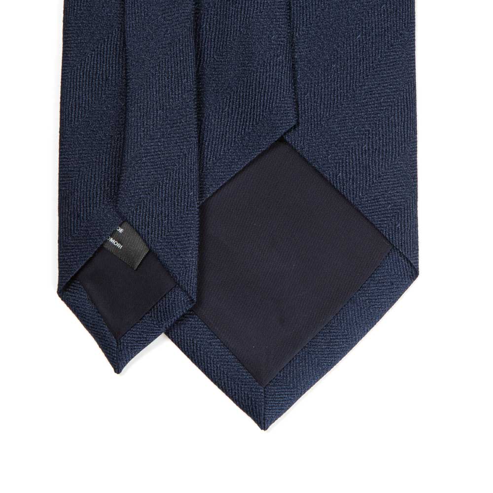 Herringbone Solid Dark Navy Silk Tie