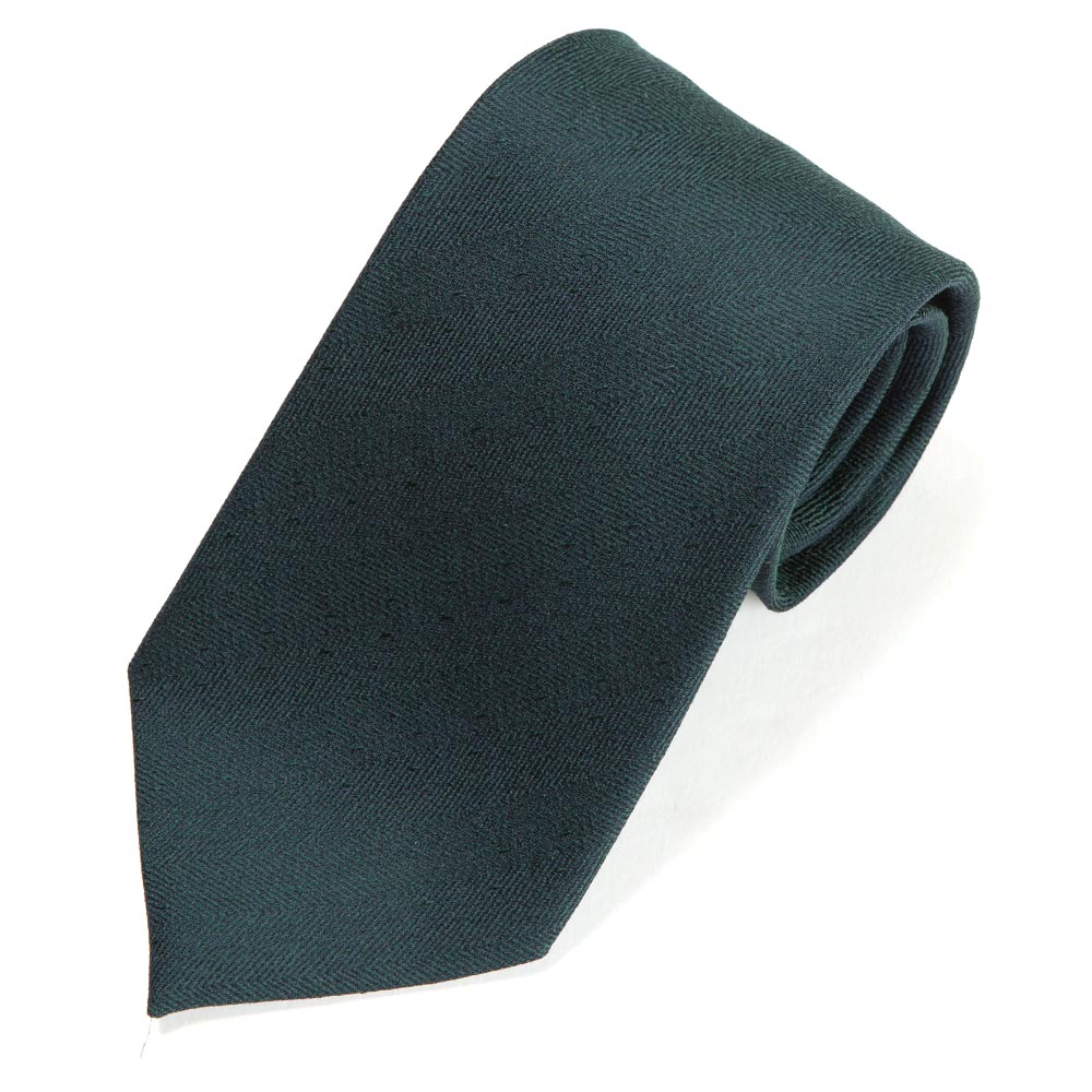 Herringbone Solid Green Silk Tie