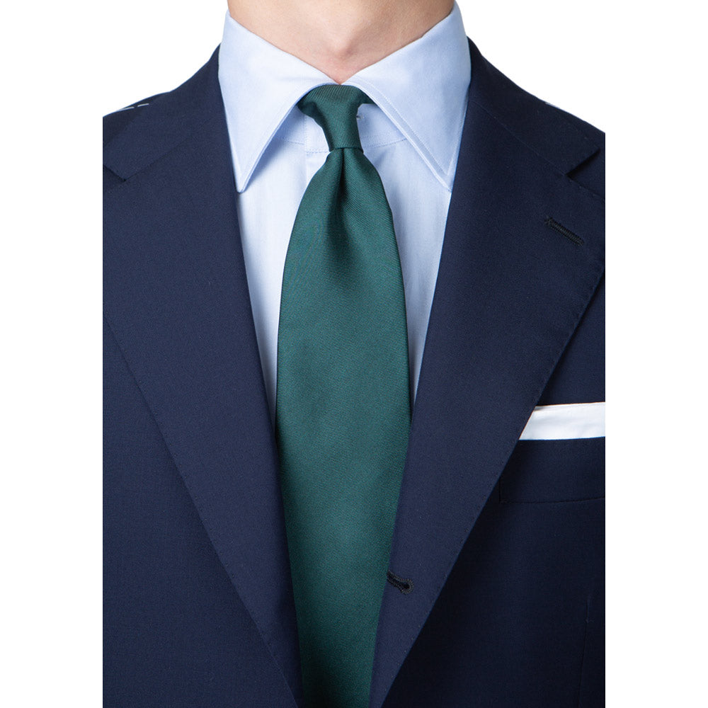 Herringbone Solid Green Silk Tie