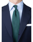 Herringbone Solid Green Silk Tie