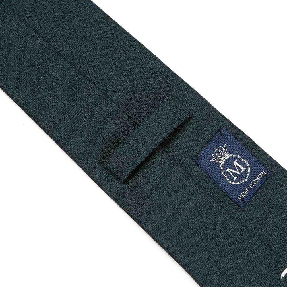 Herringbone Solid Green Silk Tie