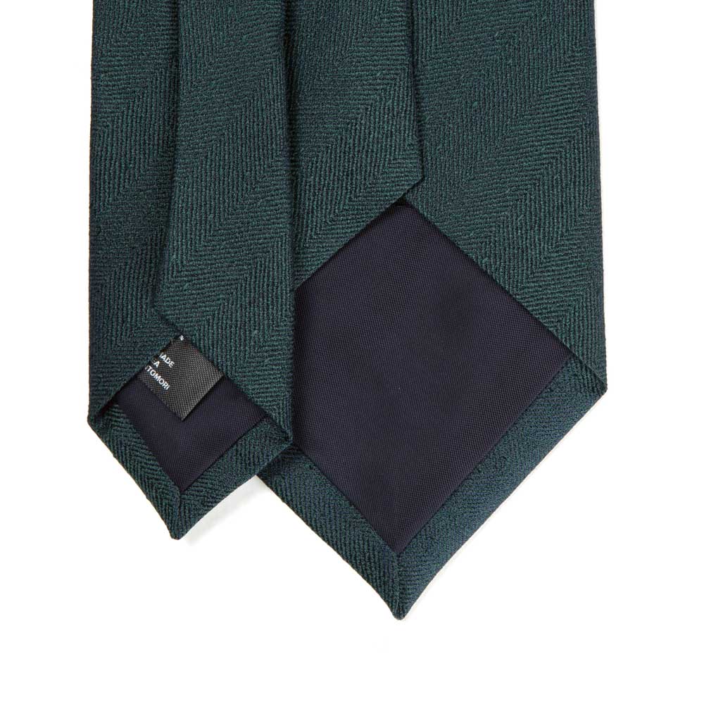 Herringbone Solid Green Silk Tie