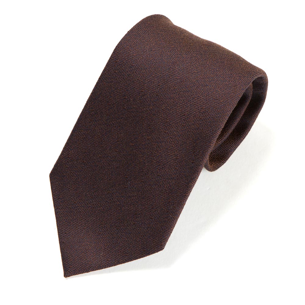 Herringbone Solid Brown Silk Tie