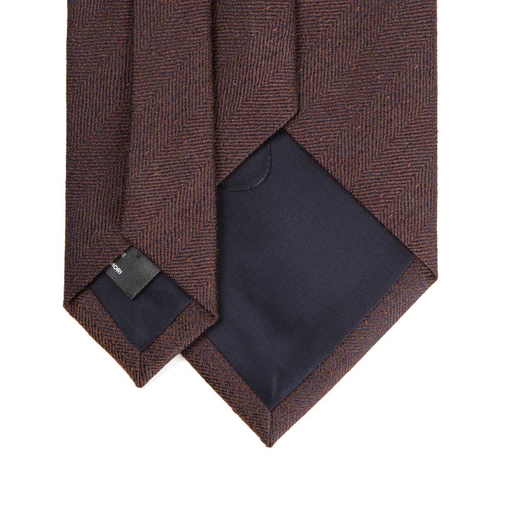 Herringbone Solid Brown Silk Tie