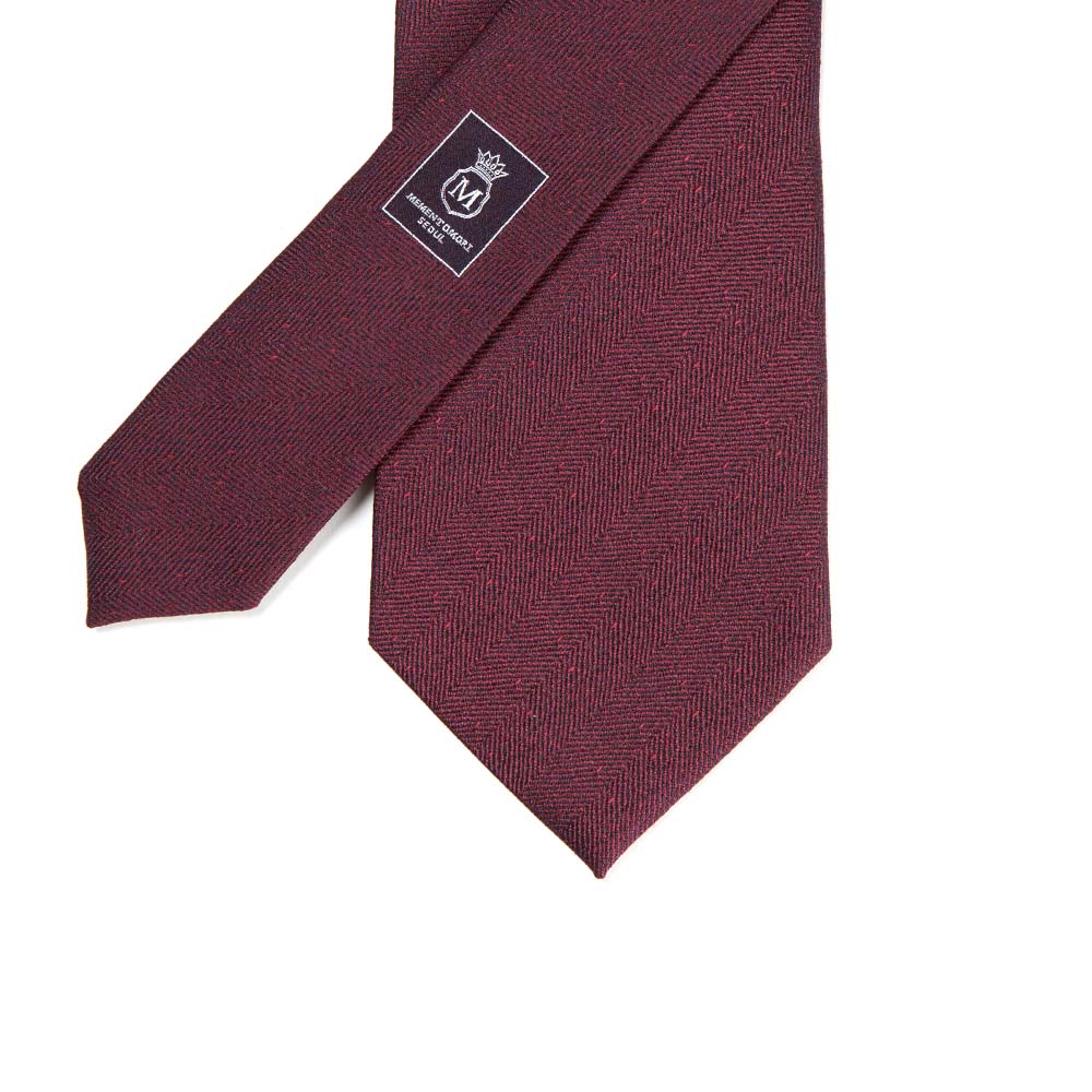 Herringbone Solid Burgundy Silk Tie
