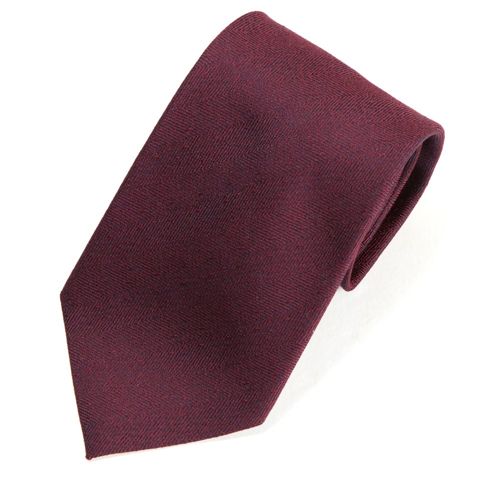 Herringbone Solid Burgundy Silk Tie