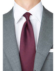 Herringbone Solid Burgundy Silk Tie