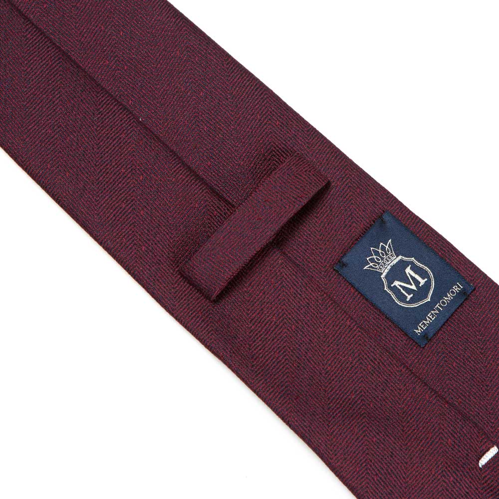 Herringbone Solid Burgundy Silk Tie