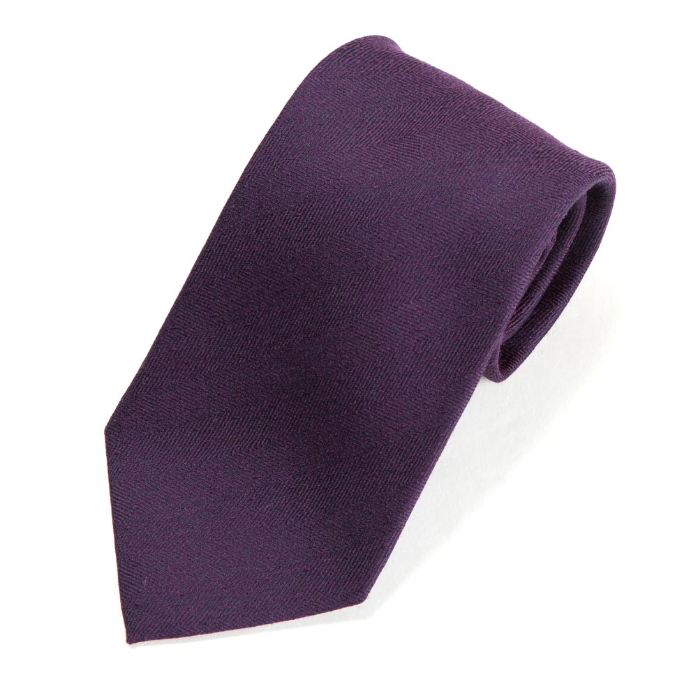Herringbone Solid Bordeaux Silk Tie
