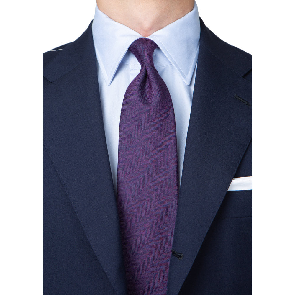 Herringbone Solid Bordeaux Silk Tie