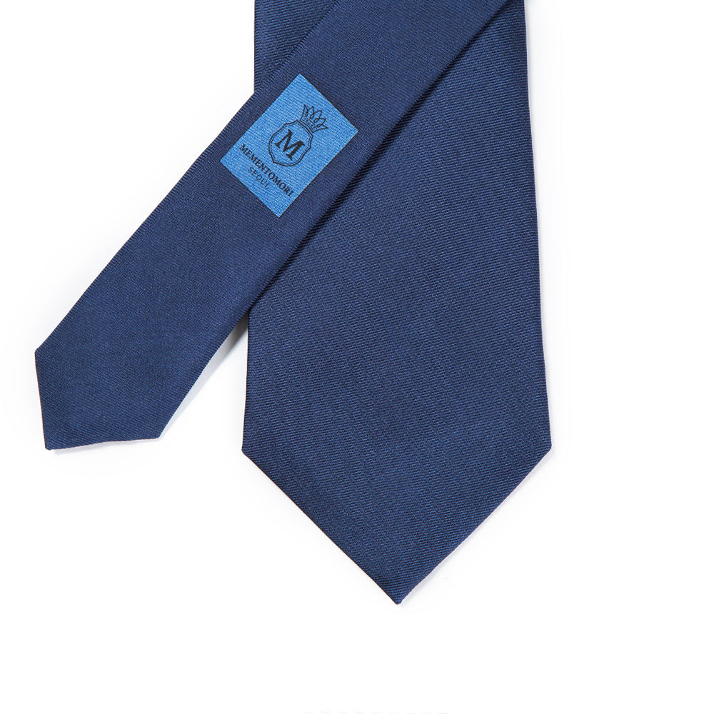 Hand Printed Dark Navy Solid Silk Tie