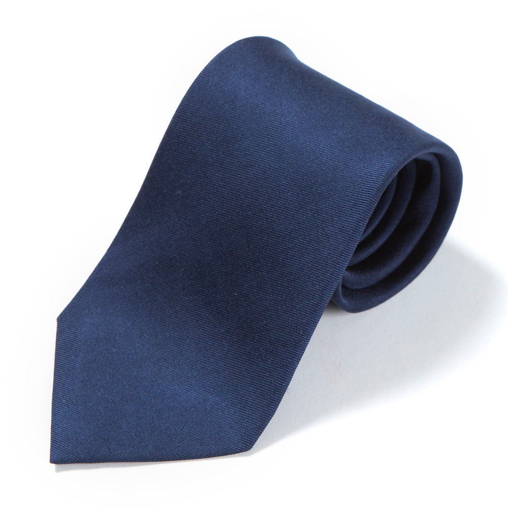 Hand Printed Dark Navy Solid Silk Tie
