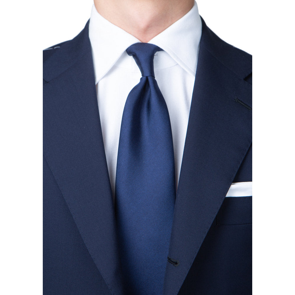 Hand Printed Dark Navy Solid Silk Tie