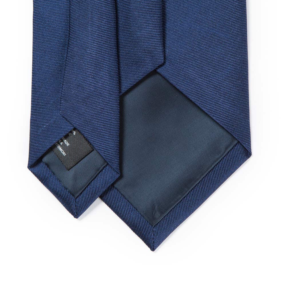 Hand Printed Dark Navy Solid Silk Tie