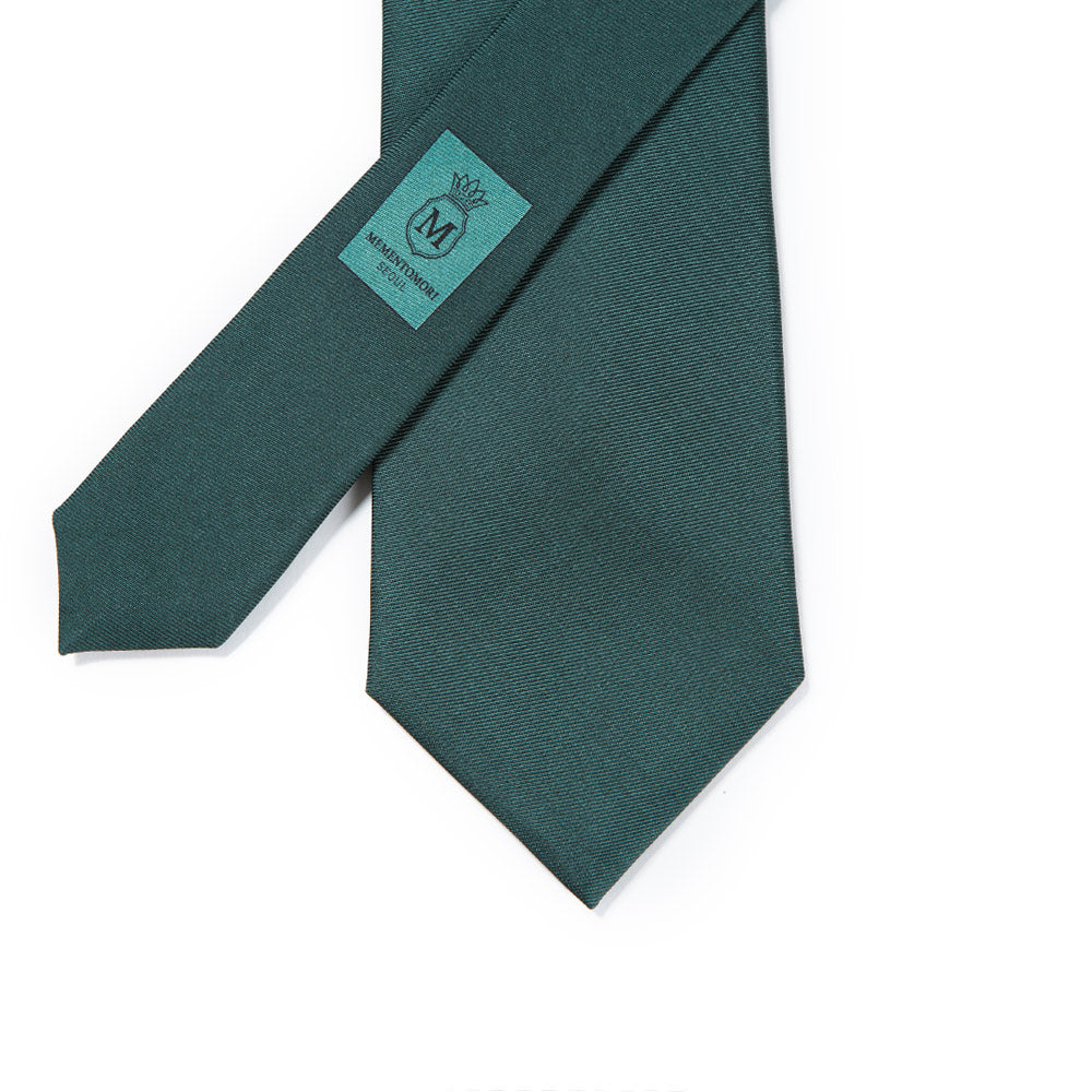 Hand Printed Green Solid Silk Tie