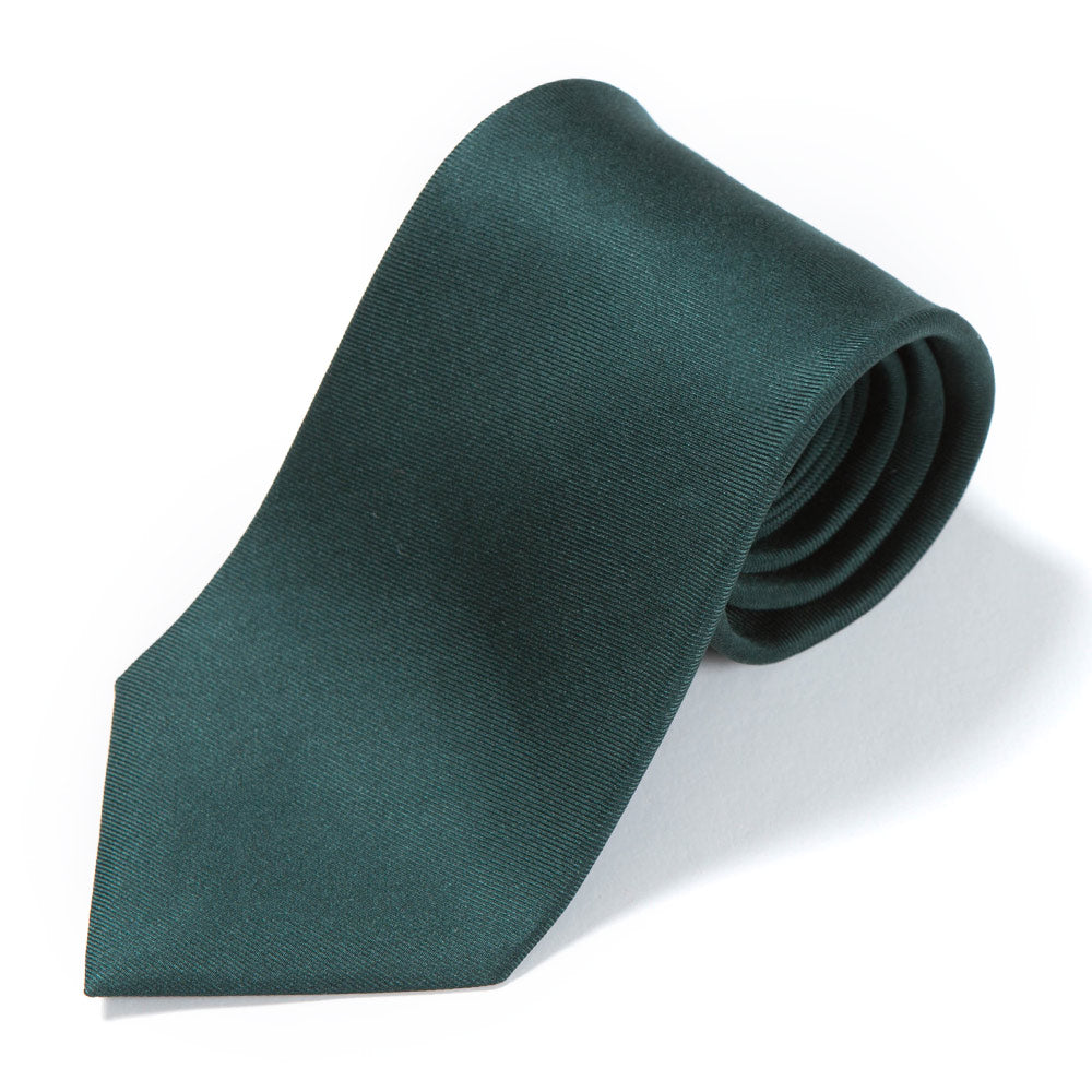 Hand Printed Green Solid Silk Tie