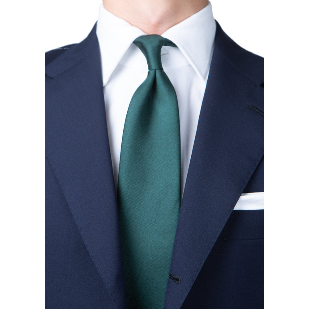 Hand Printed Green Solid Silk Tie