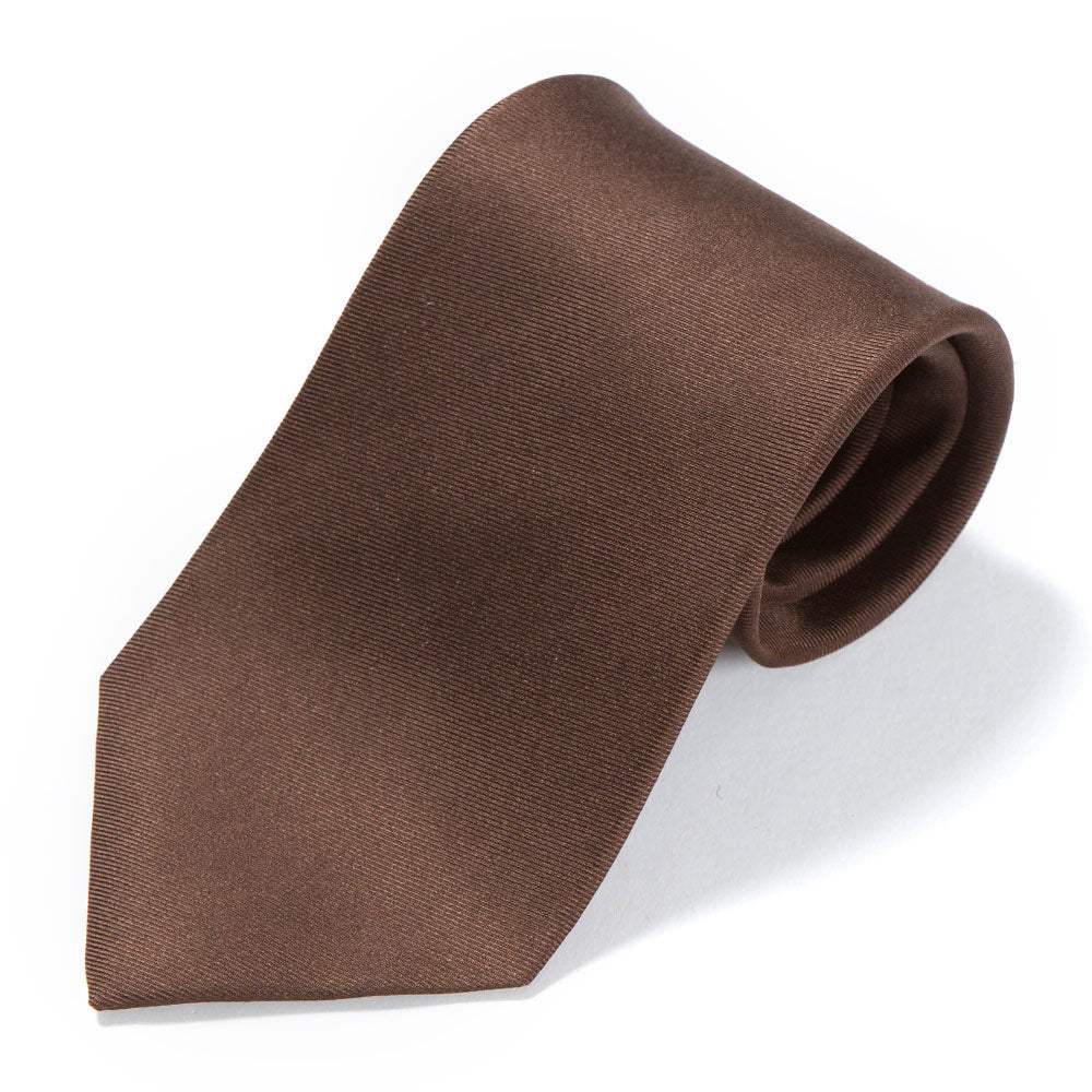 Hand Printed Brown Solid Silk Tie