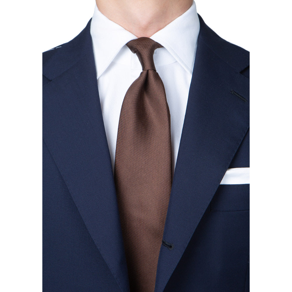 Hand Printed Brown Solid Silk Tie