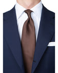 Hand Printed Brown Solid Silk Tie