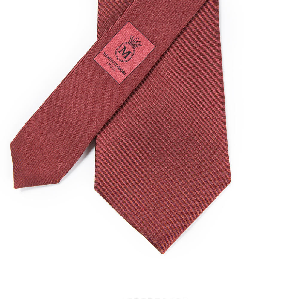 Hand Printed Burgundy Solid Silk Tie