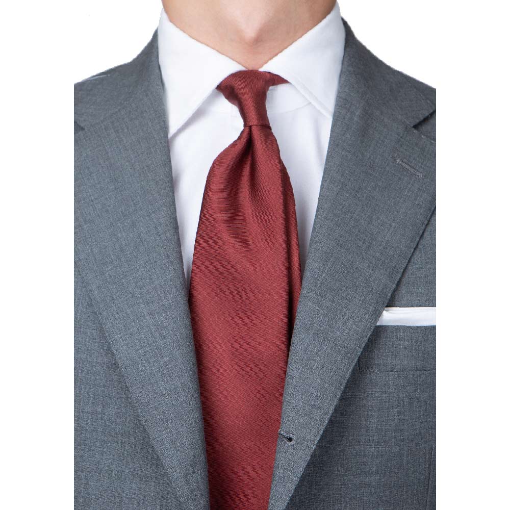 Hand Printed Burgundy Solid Silk Tie