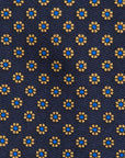 Hand Printed Petit Flower Navy Beige Silk Tie