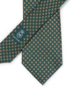 Hand Printed Petit Flower Green Beige Silk Tie