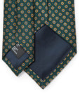 Hand Printed Petit Flower Green Beige Silk Tie
