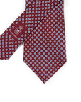 Hand Printed Petit Flower Burgundy White Silk Tie