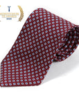 Hand Printed Petit Flower Burgundy White Silk Tie