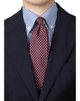 Hand Printed Petit Flower Burgundy White Silk Tie