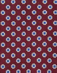 Hand Printed Petit Flower Burgundy White Silk Tie