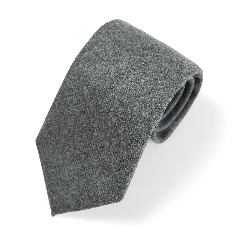 V.B.C Canonico Flannel Light Gray Solid Wool Tie