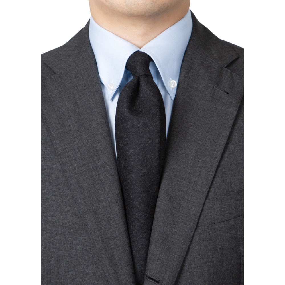 V.B.C Canonico Flannel Charcoal Gray Solid Wool Tie