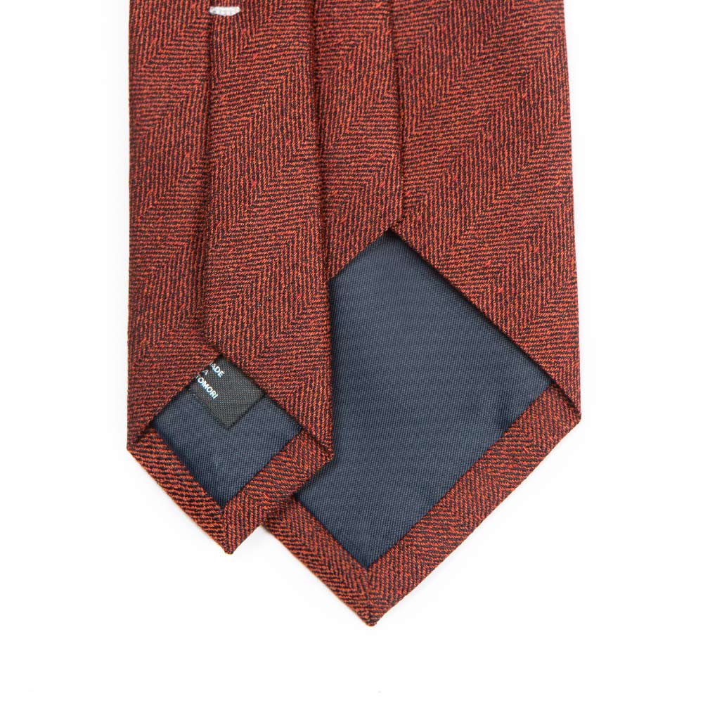 Herringbone Solid Orange Silk Tie