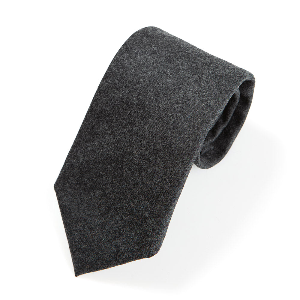 V.B.C Canonico Flannel Middle Gray Solid Wool Tie