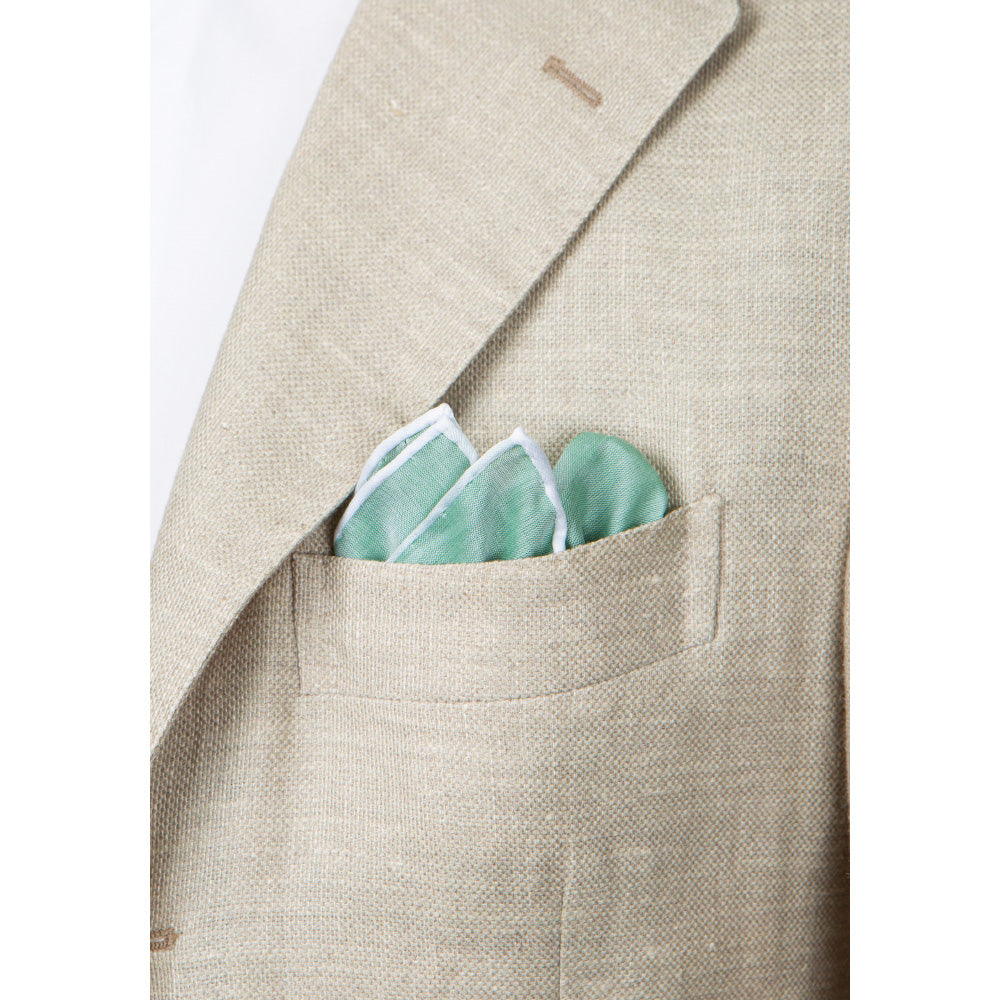 Pompeii Garden Green Cotton Pocket Square