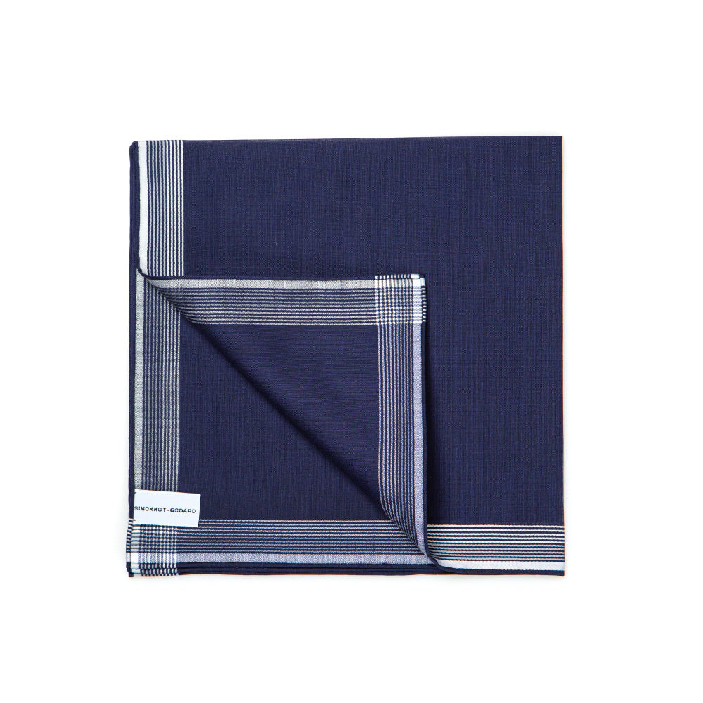 Philharmonic Black Navy Cotton Pocket Square