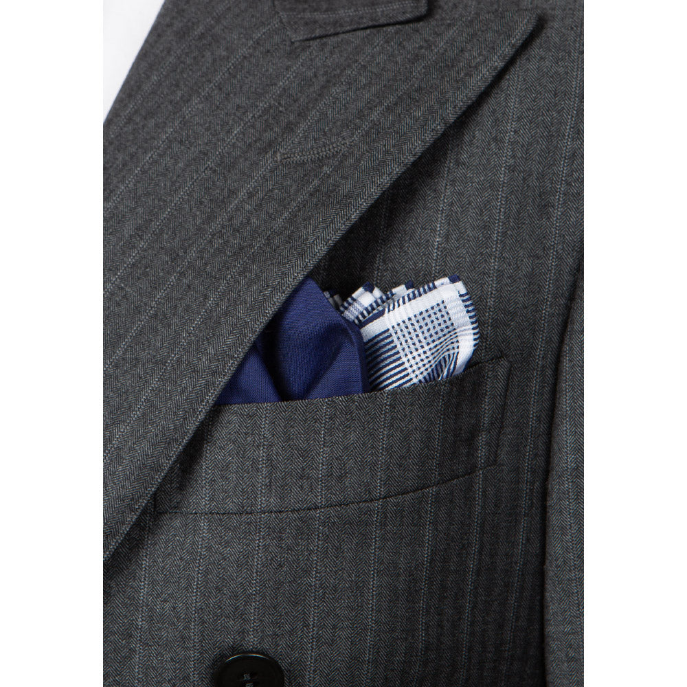 Philharmonic Black Navy Cotton Pocket Square