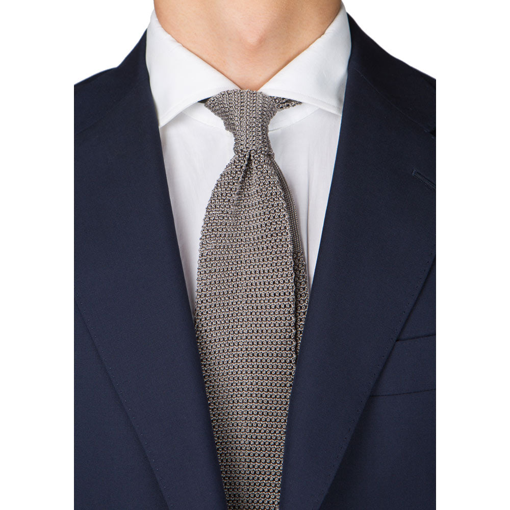 Silver Solid Silk Knit Tie