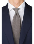 Silver Solid Silk Knit Tie