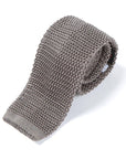 Silver Solid Silk Knit Tie