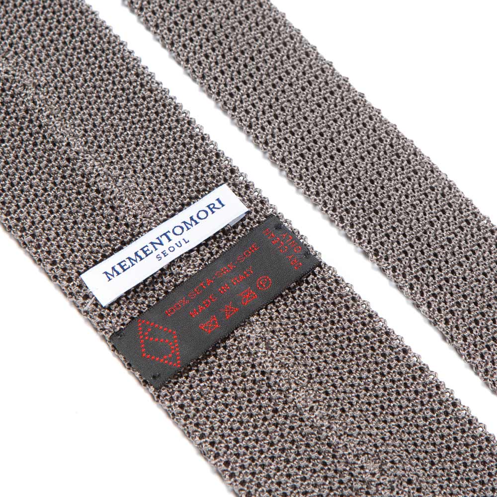 Silver Solid Silk Knit Tie