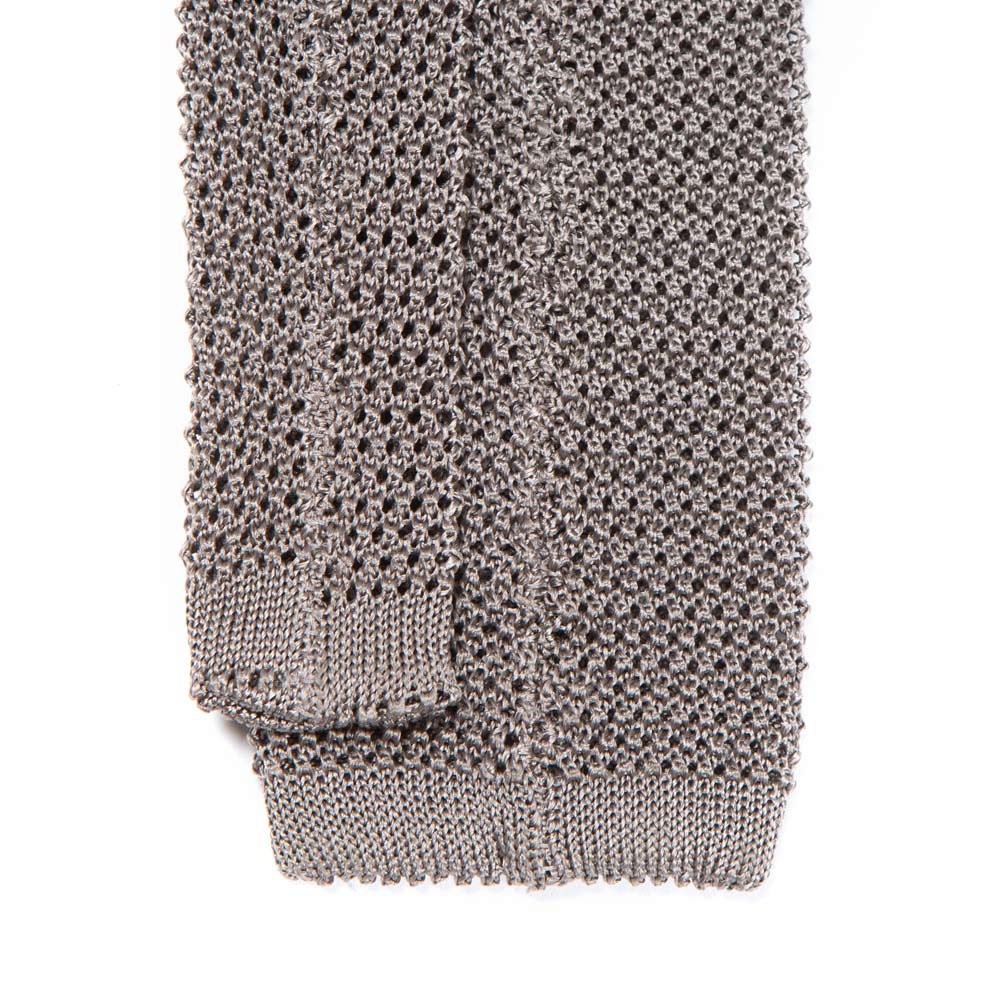 Silver Solid Silk Knit Tie