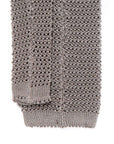 Silver Solid Silk Knit Tie