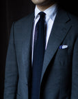 Dark Navy Solid Silk Knit Tie